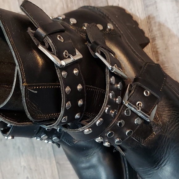 Zara studed boots buckles zippers heels womens 10 black - Picture 9 of 12